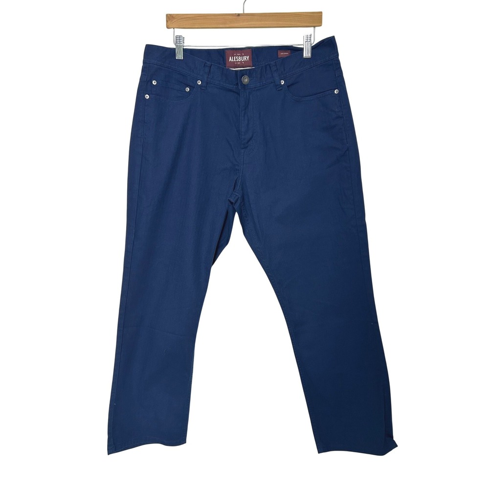 Alesbury Pants Mens 33/30 Blue‎ Relaxed Fit Cotton Trousers Casual normcore